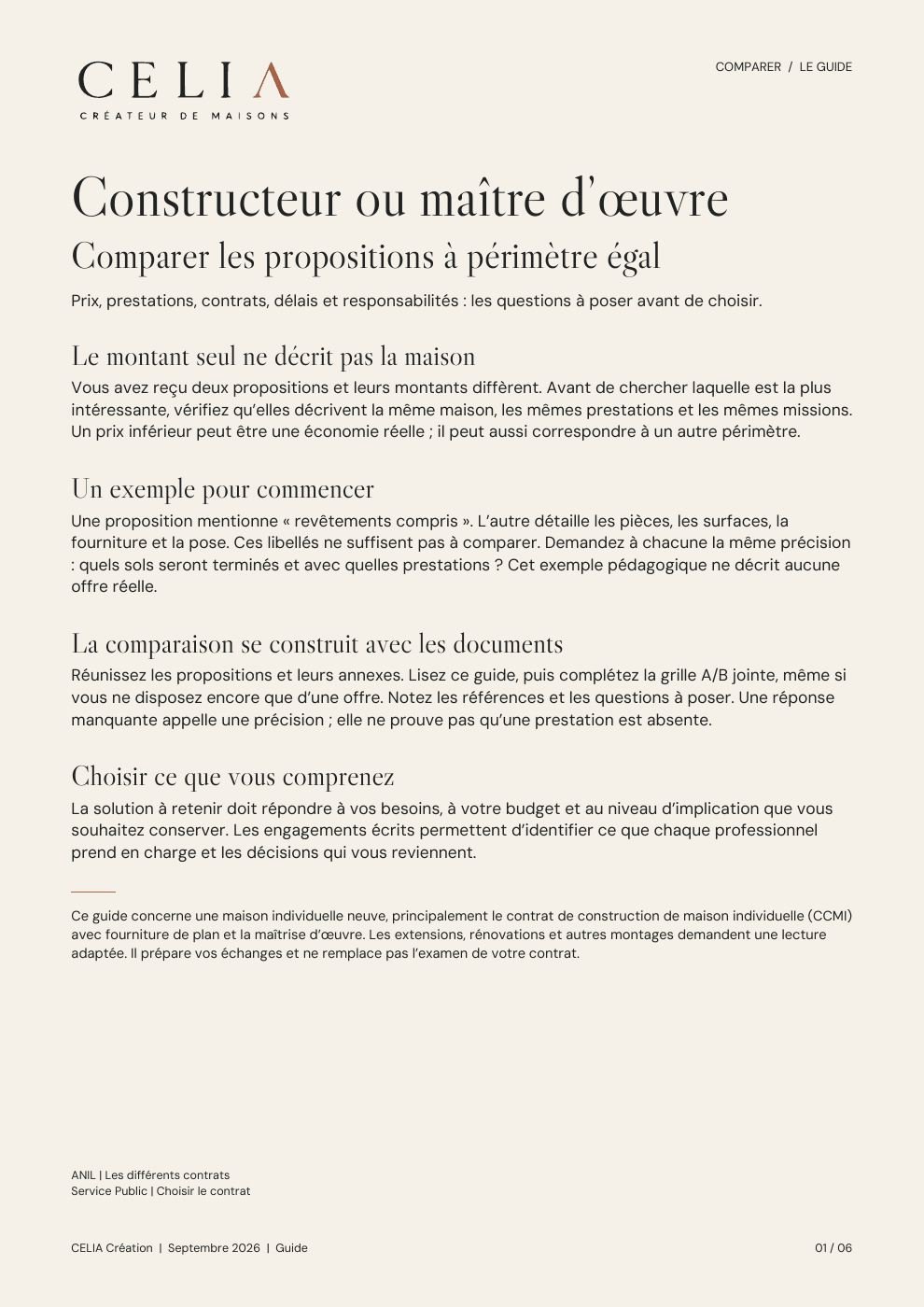 Couverture du guide Constructeur ou maître d’œuvre de CELIA Création.