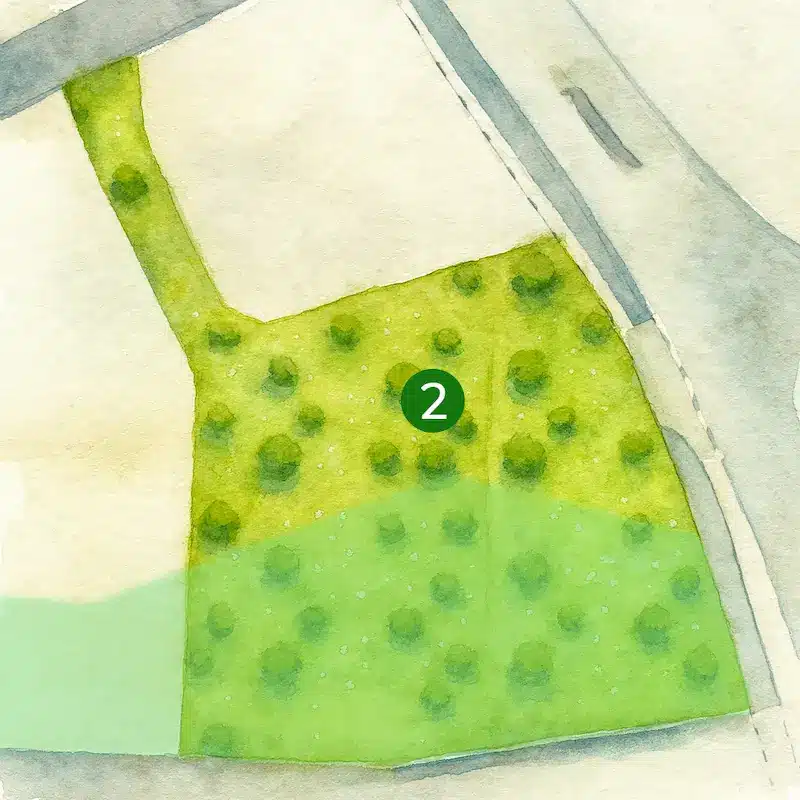 Illustration d’un terrain à bâtir à Plaisance-du-Touch pour un projet de maison sur-mesure avec CELIA Création, dans un environnement arboré du sud-ouest.