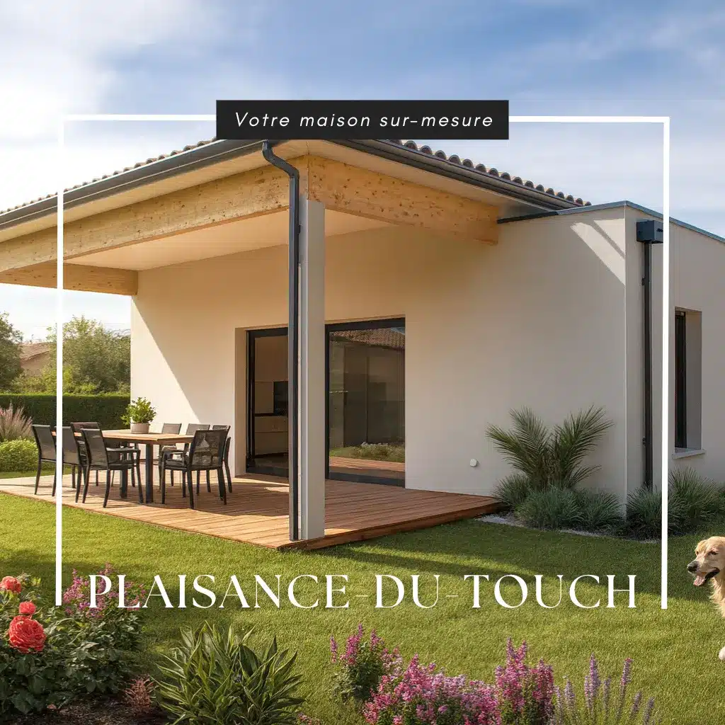 Maison moderne à Plaisance-du-Touch – Construction sur-mesure avec CELIA Création Maison moderne de plain-pied construite par CELIA Création à Plaisance-du-Touch, avec terrasse bois et jardin paysager