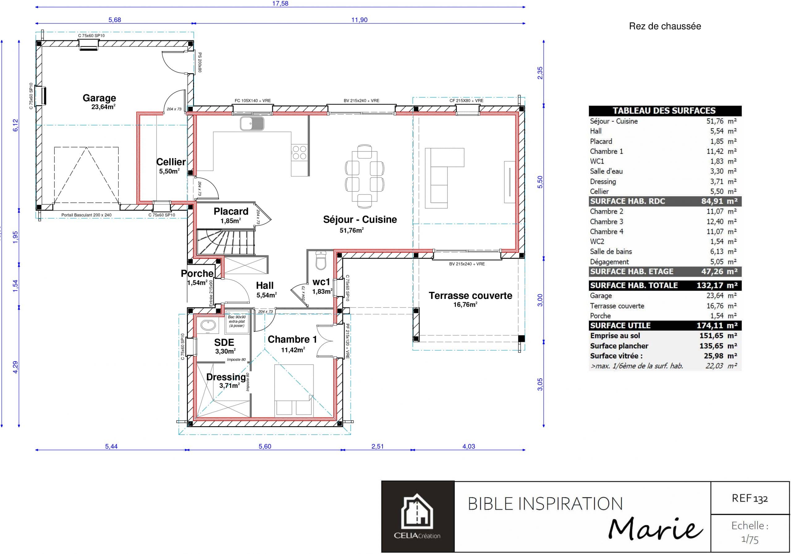 Maison contemporaine 130 m² 4 chambres – MARIE – CELIA Création